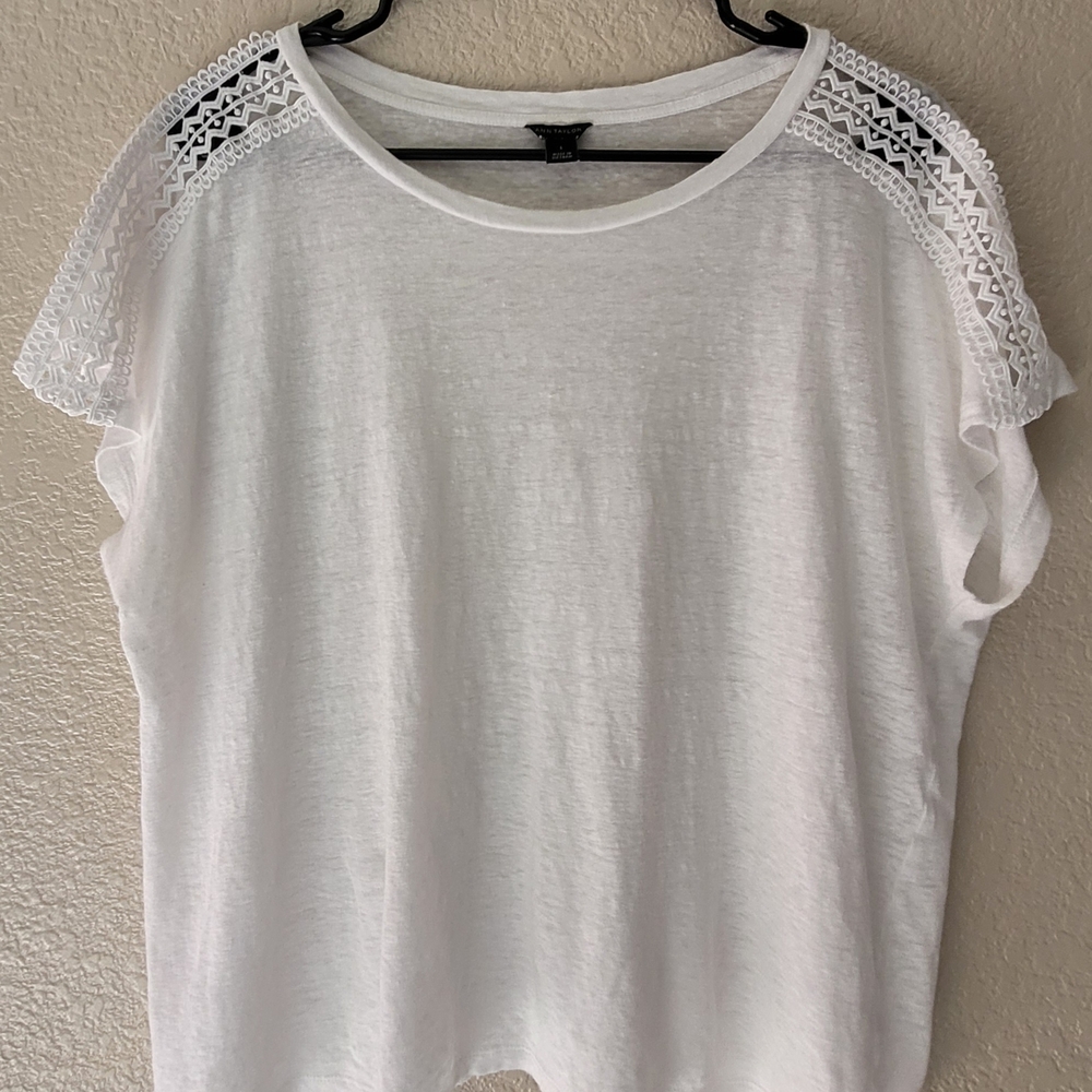 White Lace Sleeve Women's Top